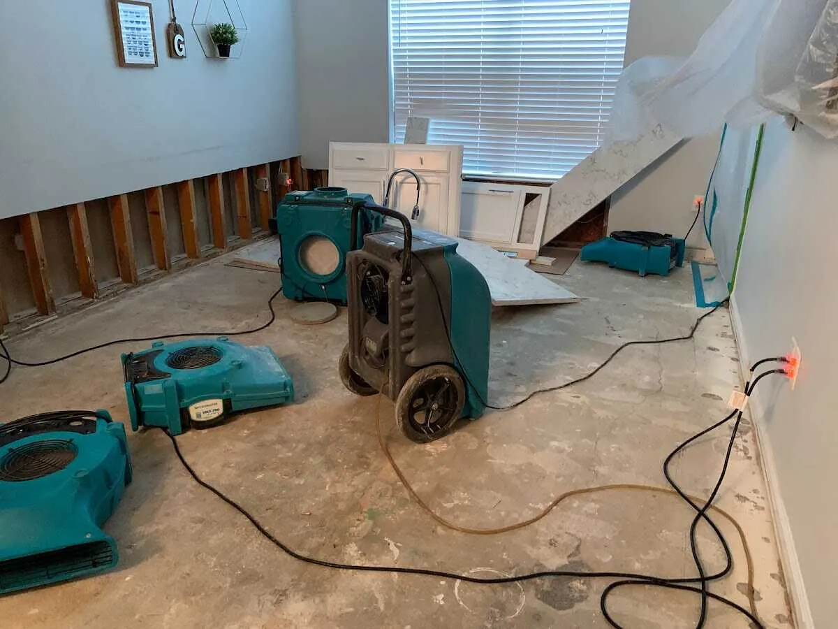 Dehumidifier in flood-cut room for Water Extraction & Removal in Cherry Hill